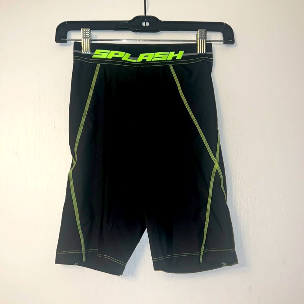 Forever 21 Black and Neon Green Spandex Shorts. Medium.